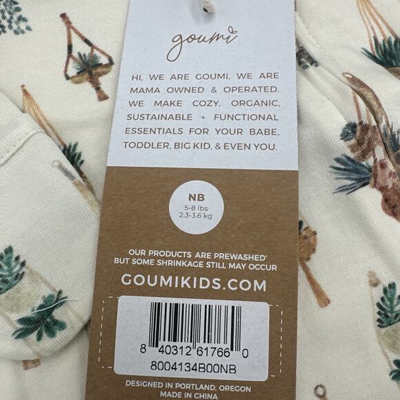 Goumi Kids Baby Macrame Footie Size Newborn Sleeper Zippy Jumpsuit Bamboo Plants - Picture 4 of 7